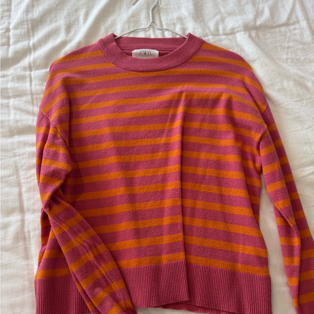 Zara kids Pink and Orange Striped Sweater
